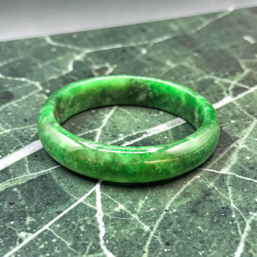 Dark GreenJade Bangle Bracelet – 14mm / Sz.7.5