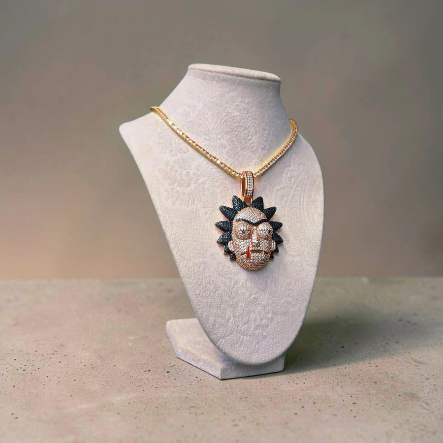Iced Out Rose Gold set Filled  Necklace (50*70mm, 18" Chain)