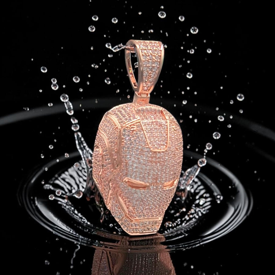 Custom Rose Gold Filled Helmet Pendant, 5 A Grade CZ Stones (24x57mm)