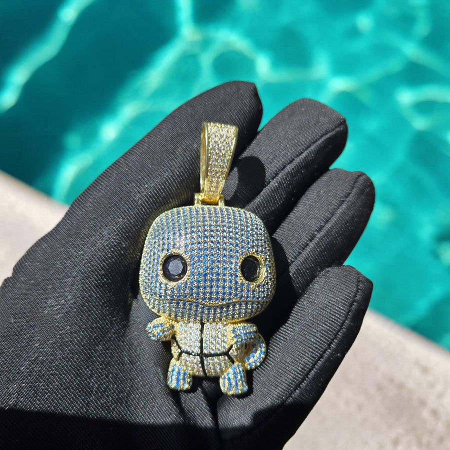 Iced Out  Pendant: Yellow Gold Tone, 5 A-Grade CZ Stones (33x65mm)