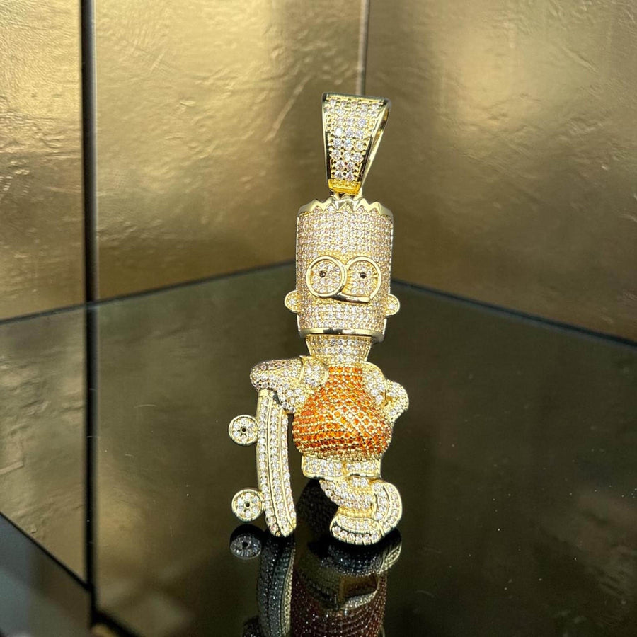 Iced out Custom Yellow Gold Filled  Pendant, 5 A Grade CZ Stones (25*64mm)