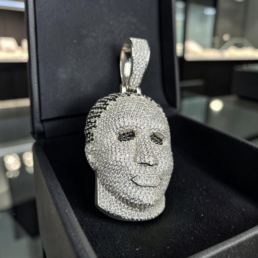 Iced Out White Gold Tone Pendant: XL 38x78mm, 5 A Grade CZ Stones