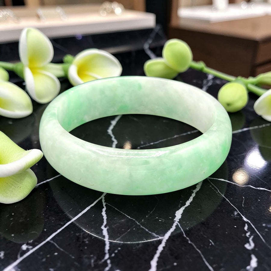 Natural Jade Bangle Bracelet 16mm / Sz. 7