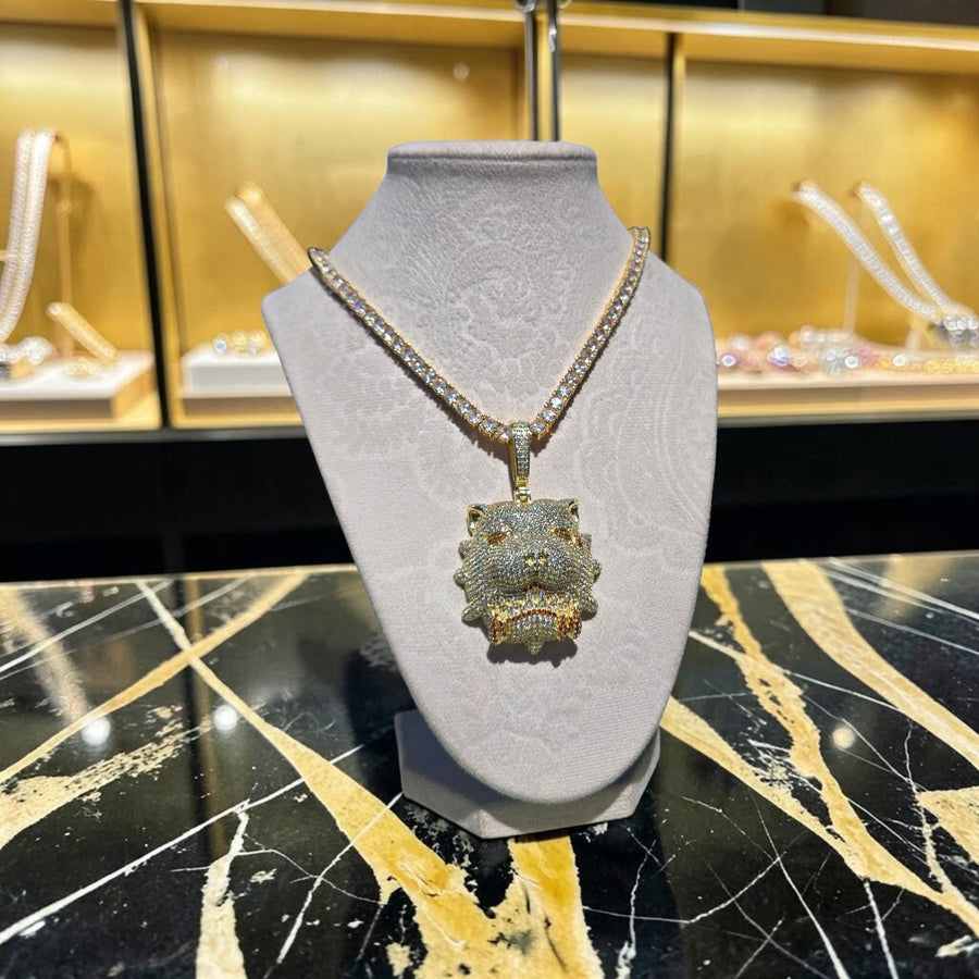 Custom Gold Filled Bulldog Pendant – CZ Encrusted XL Chain (20" Long)
