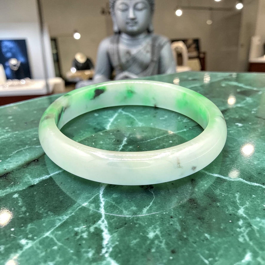 Multi-colored  Substantial Size Jade Bangle Bracelet – 14mm / Sz.8.75