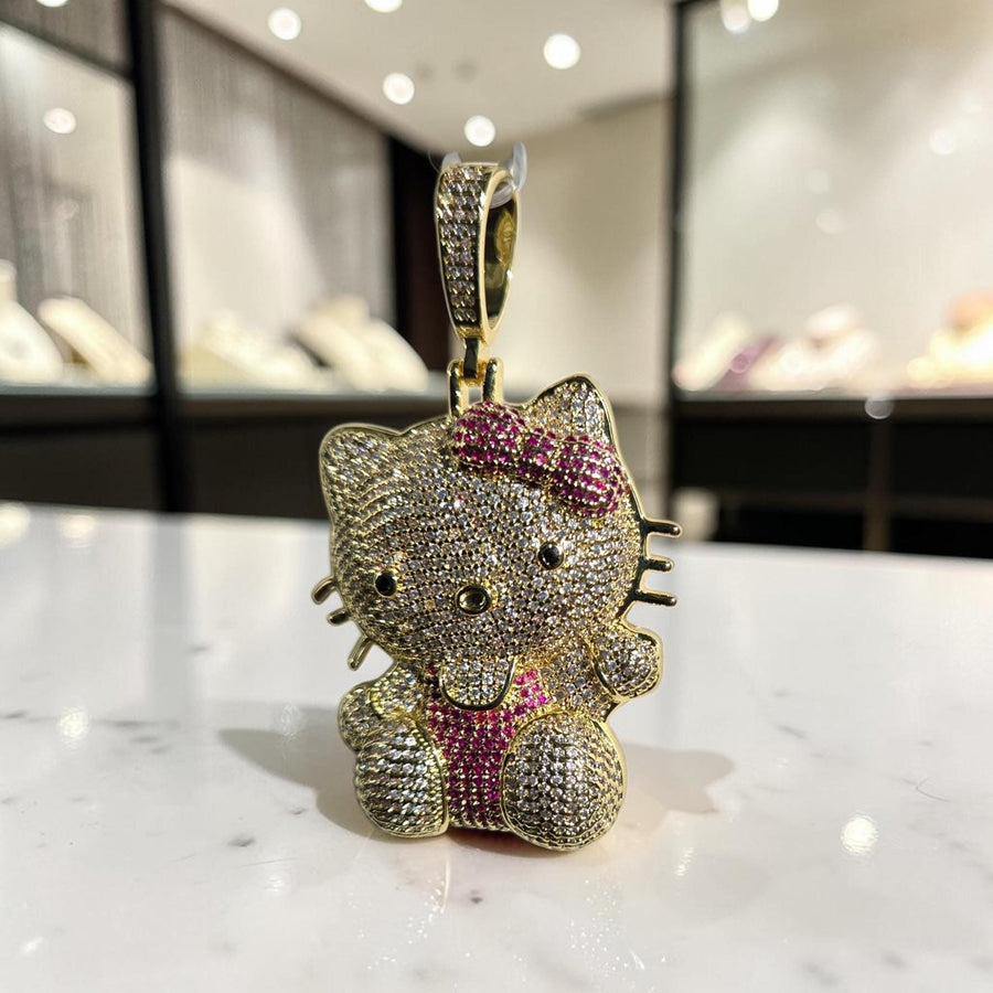 Iced out  custom  gold filled pendant 35*60