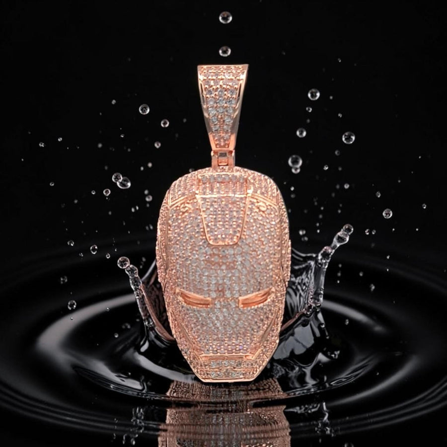 Custom Rose Gold Filled Helmet Pendant, 5 A Grade CZ Stones (24x57mm)
