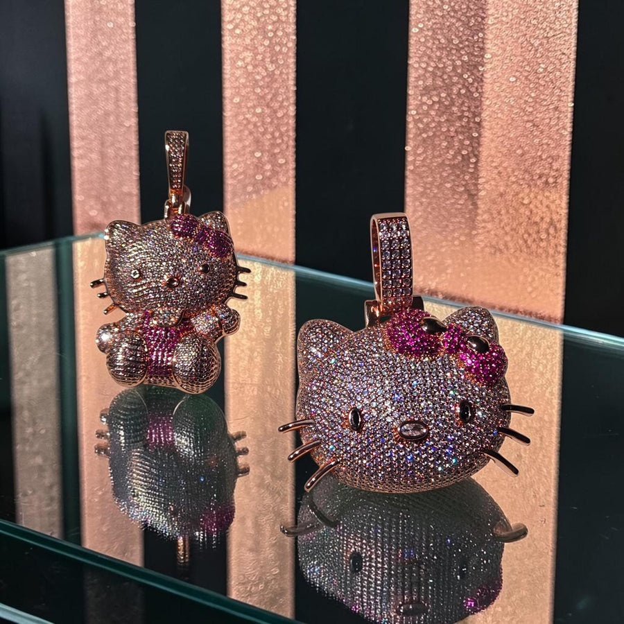Iced out custom  set 34*58 - 45 *60 mm  gold filled rose gold 5 A grade cz hand cut stones pendants