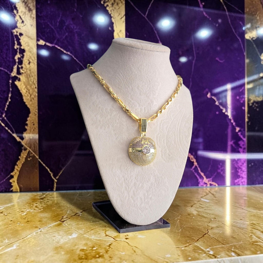 Custom Gold Filled Pendant Necklace: 5mm CZ, 20" Chain (Italian Milano Style)