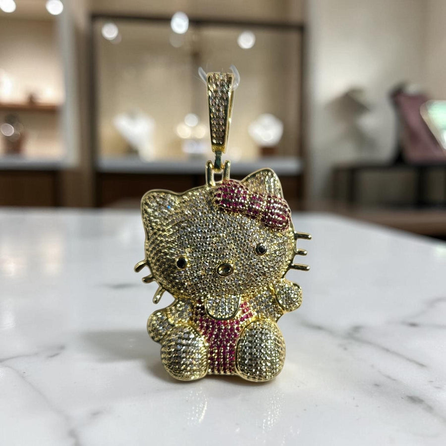Iced out  custom  gold filled pendant 35*60