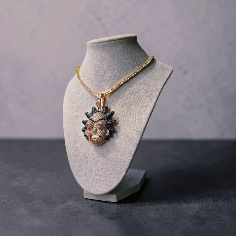 Iced Out Rose Gold set Filled  Necklace (50*70mm, 18" Chain)