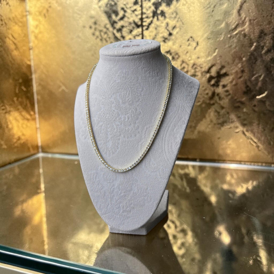 Elegant Gold-Tone Tennis Necklace – 3.5mm 5 Grade CZ Stones (18 inches)