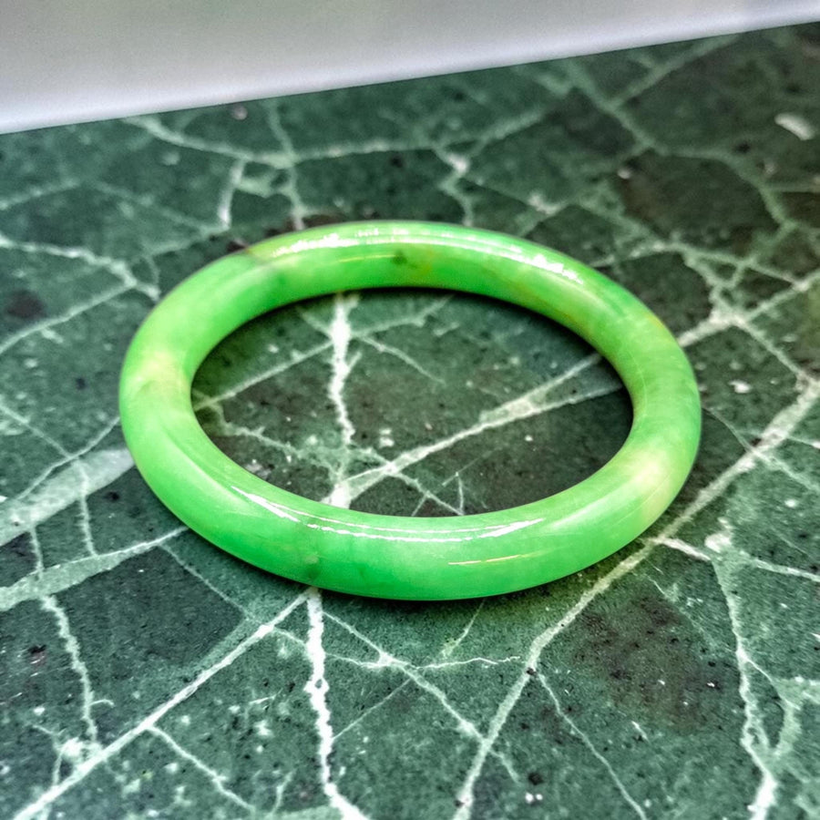 Light Green Jade Barrel  Bangle 10mm / Sz.7