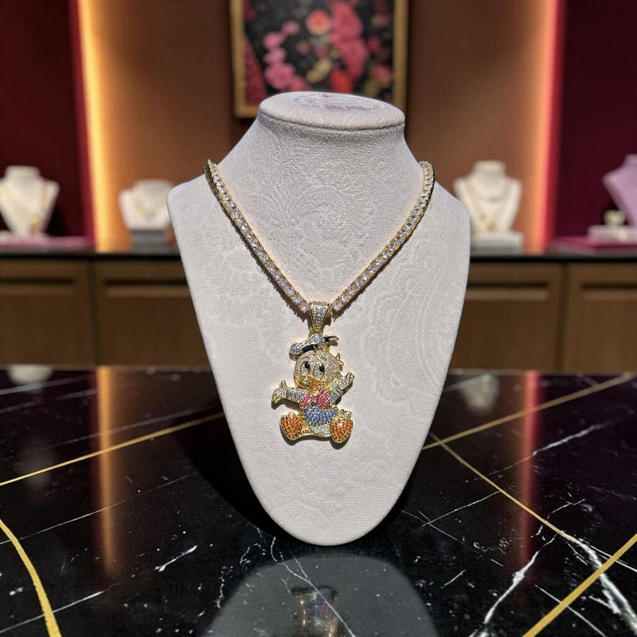 Custom Gold Filled CZ Pendant & Tennis Chain: 5mm Hand-Cut Stones (20" Long)