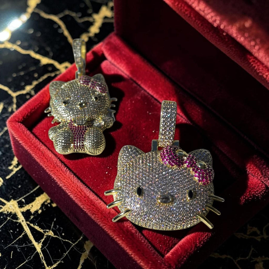 Iced out custom  set 34*58 - 45 *60 mm gold filled with 5 A grade cz hand cut stones pendants.