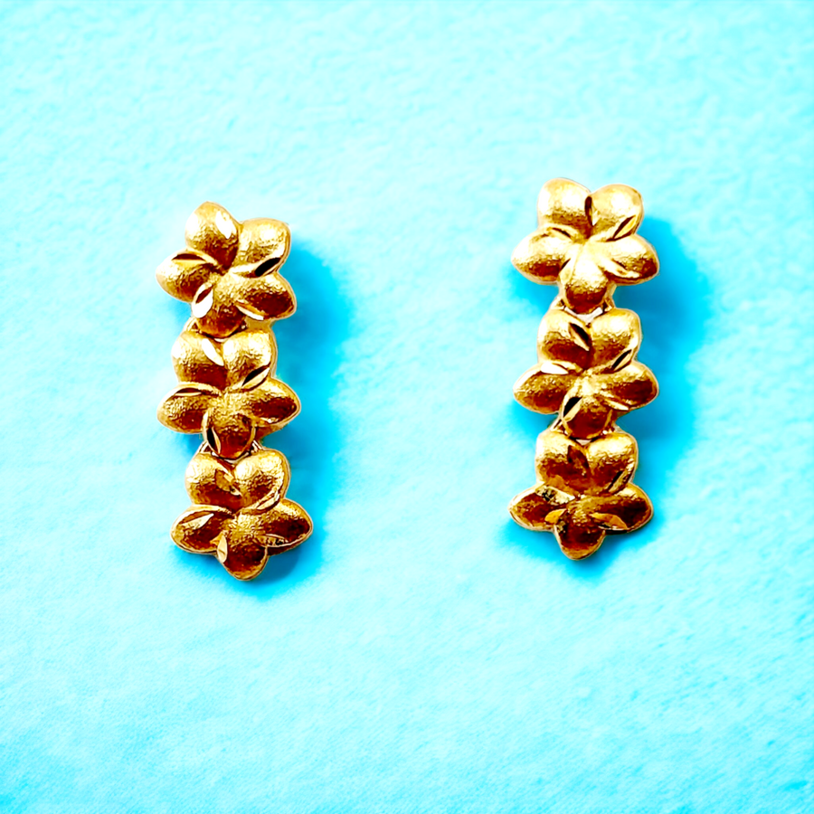 14k  Plumeria Earrings (6mm)