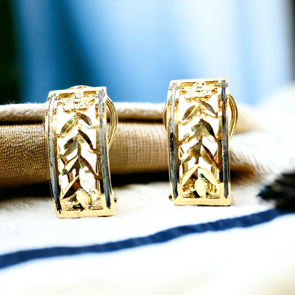 14k Hawaiian Maile Design Earrings