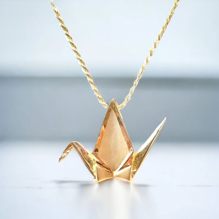 Teensy Gold Metallic Origami Crane-OrigamiCraneGold