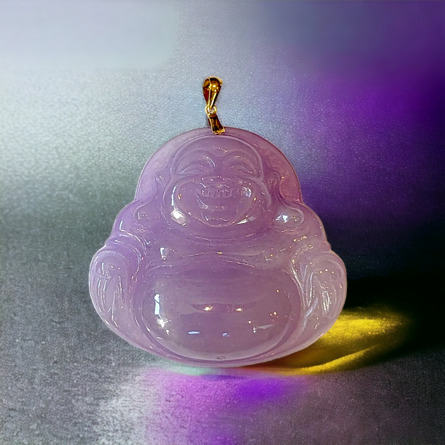 14K  Lavender Jade Buddha  Pendant (53mm)