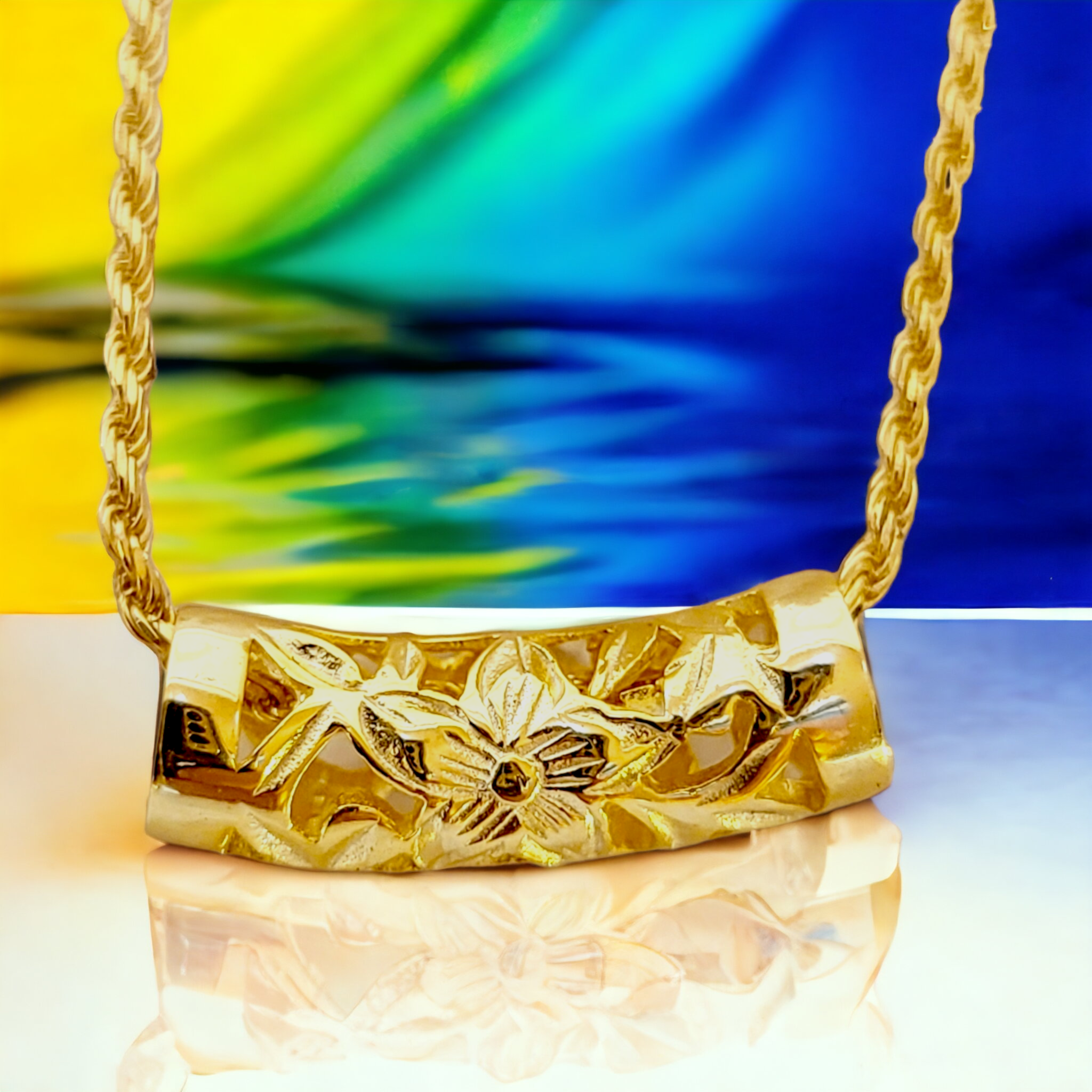 Hawaiian Jewelry】14K Gold Tube Barrel Necklace | LeaLea Market