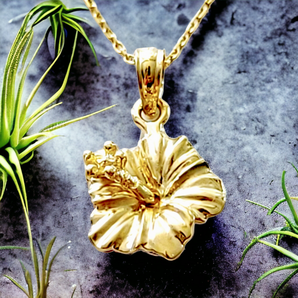14K  Hibiscus Pendant (16mm)