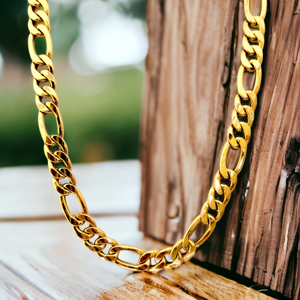 14K Figaro Chain (9.5mm, 22")