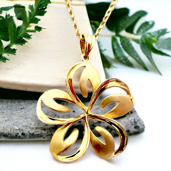 14K Plumeria Pendant (25mm)