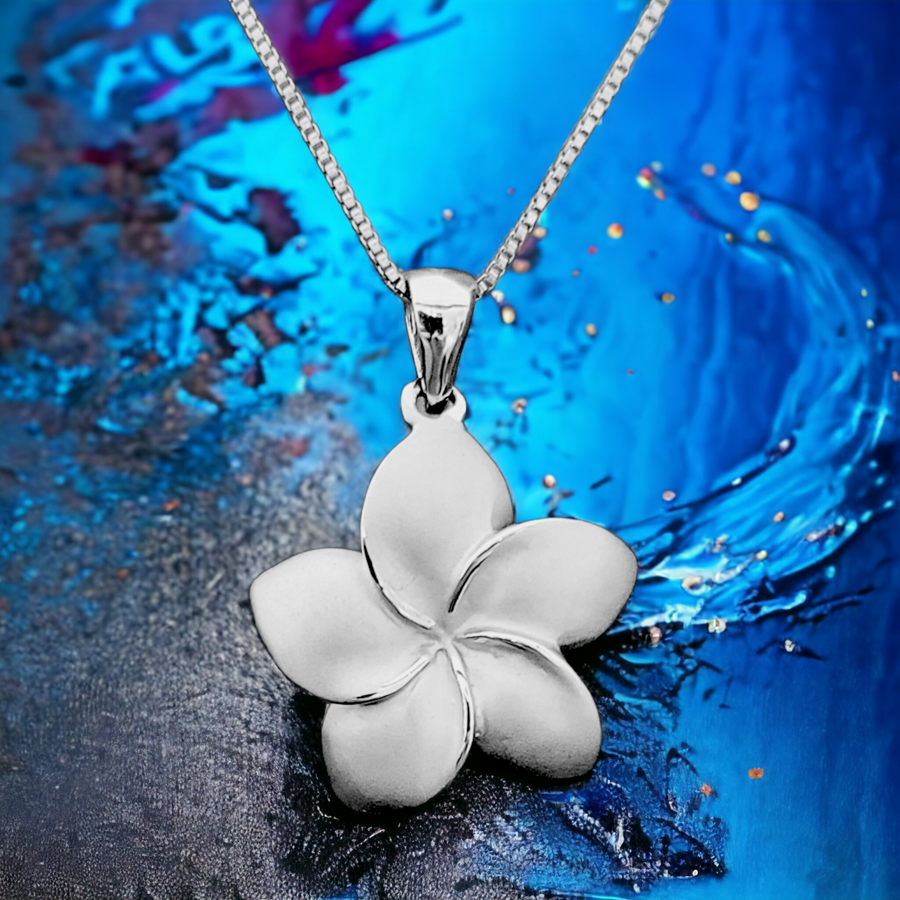 Collar Con Colgante De Plumeria De 15 Mm Y Circonita Cúbica De Plata Esterlina 925 Quilates De Estilo Hawaiano. - España