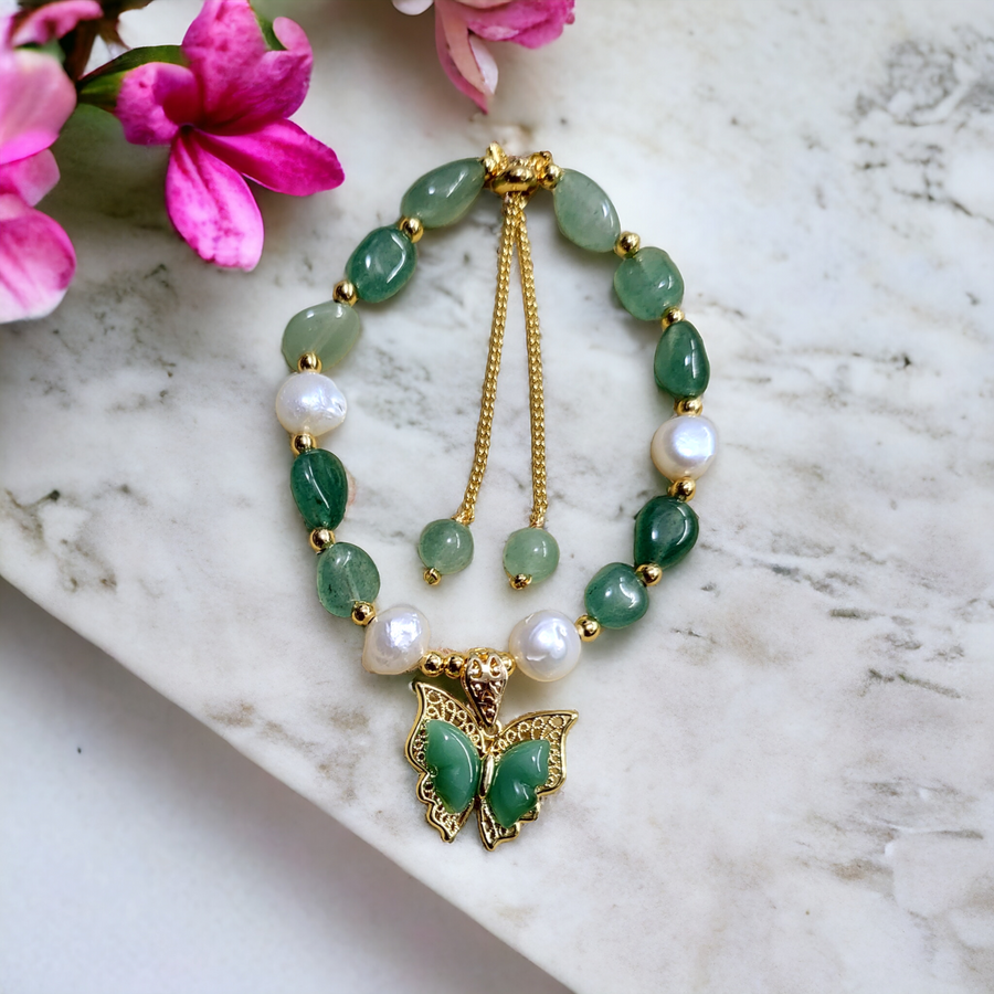 Handmade- Jade Butterfly Bracelet