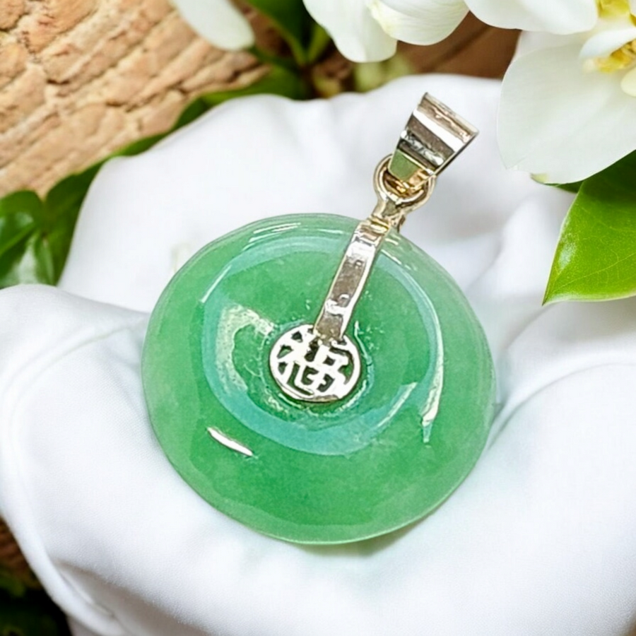 14k  Green Jade Pendant (16mm)