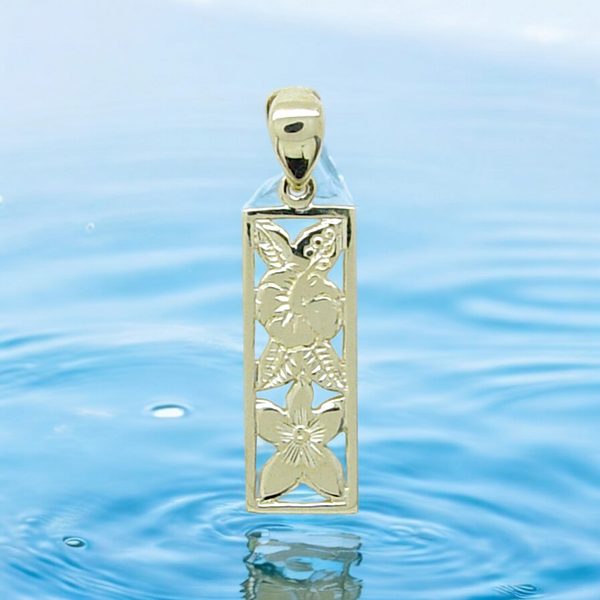 14k Hibiscus & Plumeria Pendant