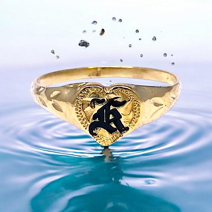 14k Hawaiian Personalize Initial Heart Ring