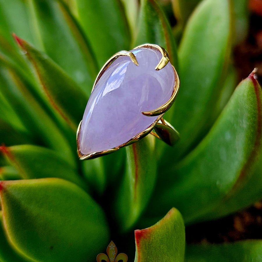 14K Lavender Jade Rain Drop Ring
