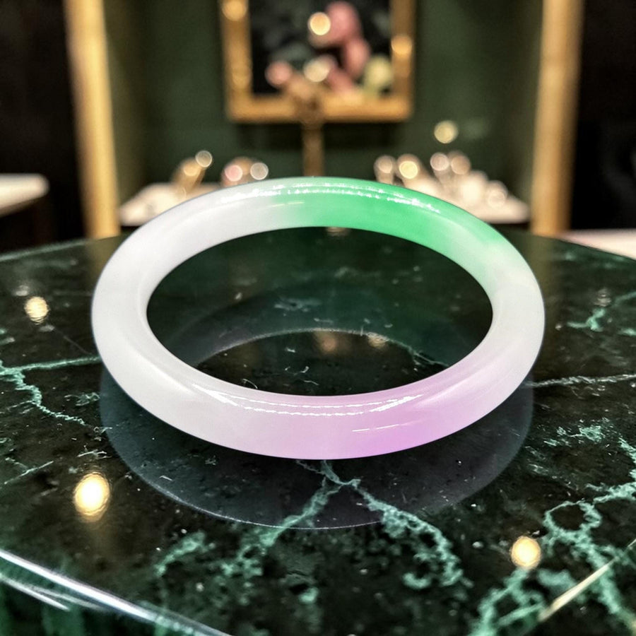 Muti-colored Jade Barrel Bangle 9mm / Sz.6.75