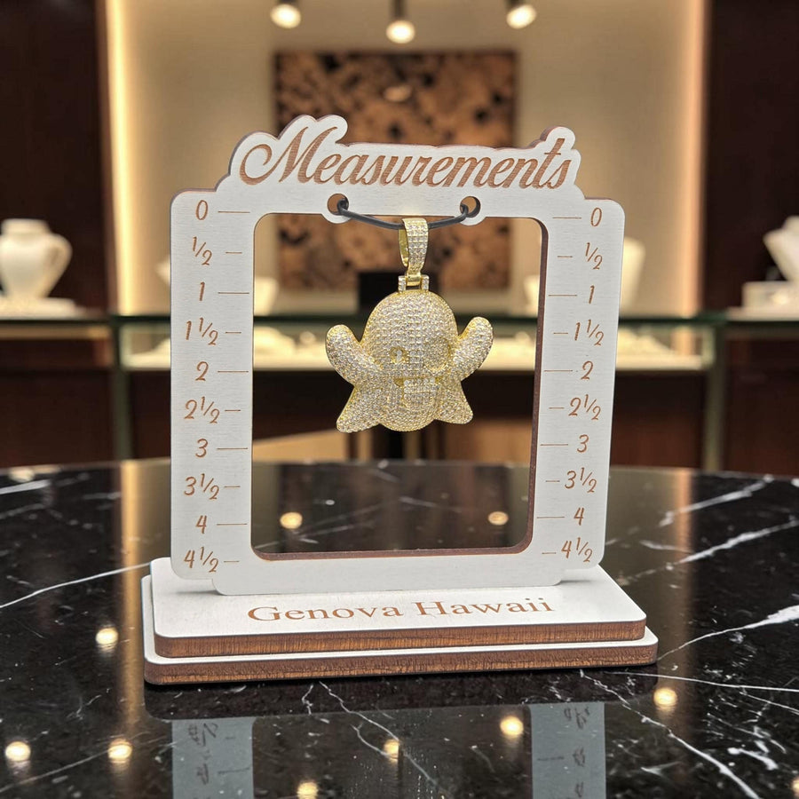Iced out yellow tone Gold Filled Ghost Pendant, 5 Grade CZ, Hand-Cut (45x55mm)