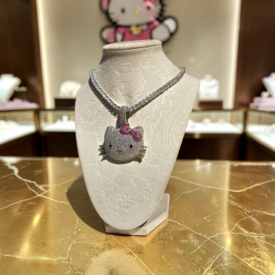 Iced out custom white gold filled 45*60 pendant with 5 grade cz & 5 mm 20 inches Tennis Chain 5A grade cz hand cut stone.