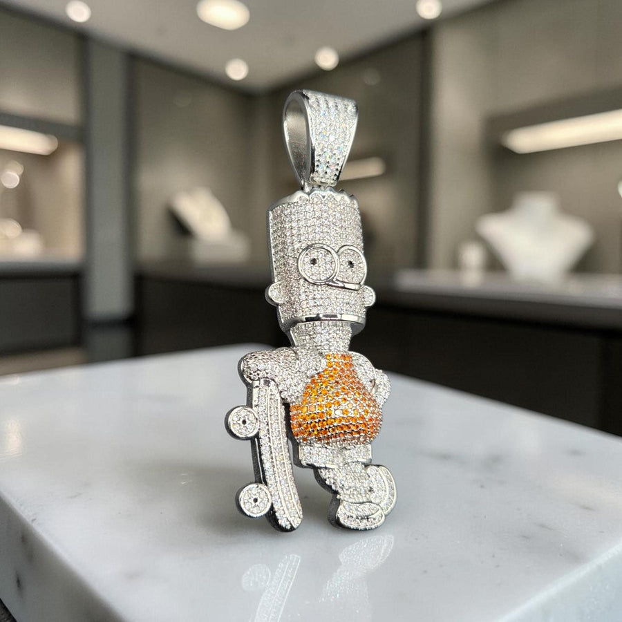 Iced Out Pendant: White Gold Filled, A-Grade CZ Stones (24x64mm)