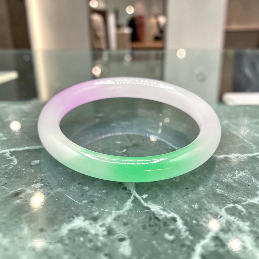 Muti-colored Jade Barrel Bangle 9mm / Sz.6.75