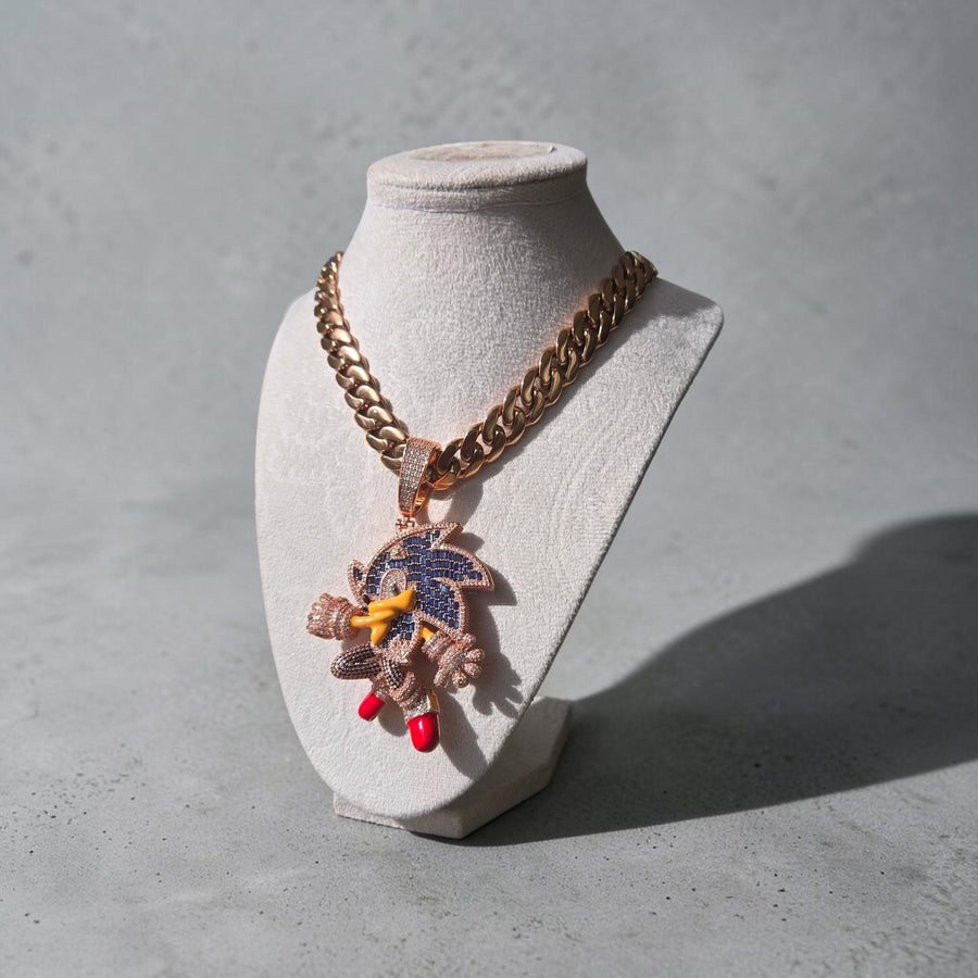 Rose Gold Filled Cuban Chain Necklace – XL Iced Pendant with 60*94mm CZ Stones (22 Inches)