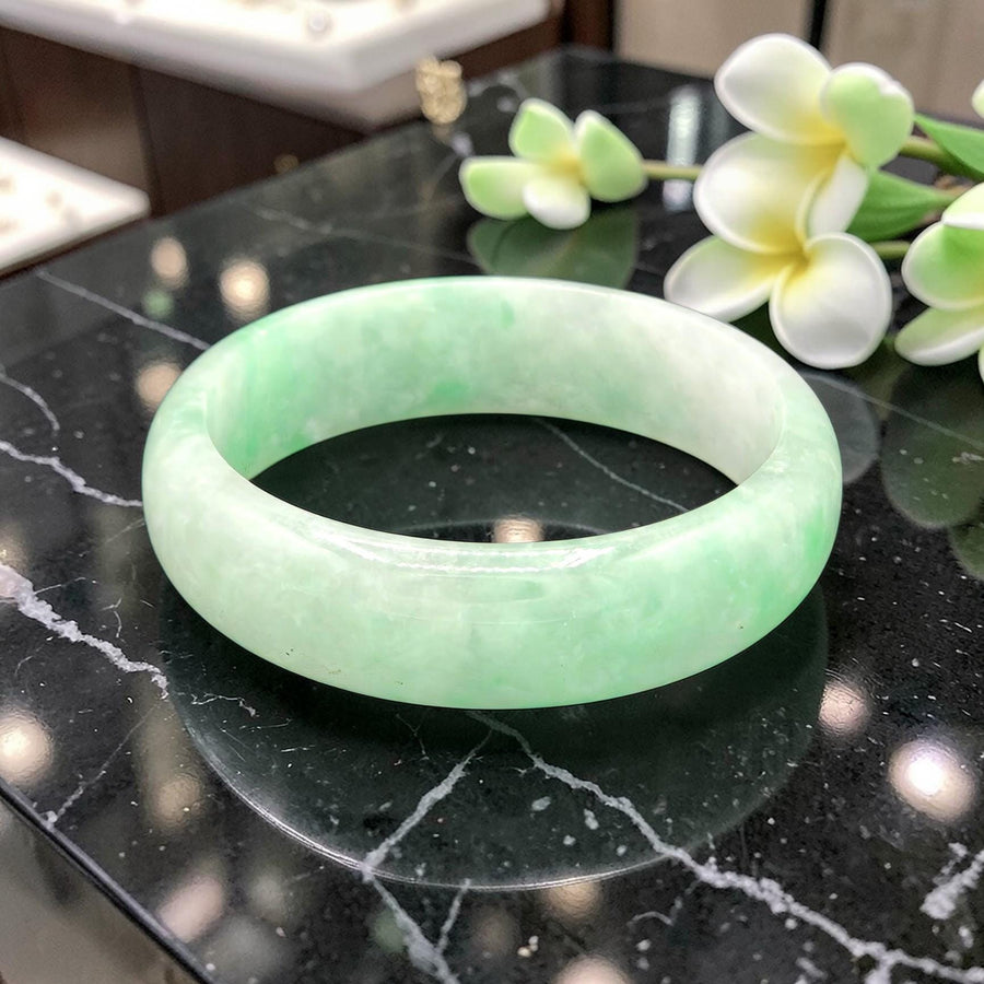 Natural Jade Bangle Bracelet 16mm / Sz. 7