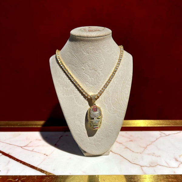 Custom Gold Filled Helmet Necklace – 5A Grade CZ, 20" Tennis Chain