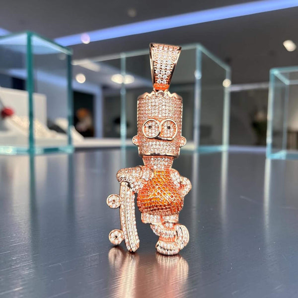 Iced Out Rose Gold Filled  Pendant, 5 A Grade CZ Stones (25x64mm)