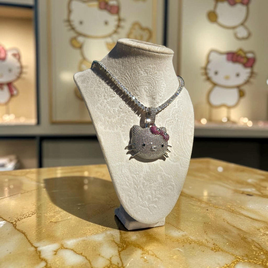Iced out custom white gold filled 45*60 pendant with 5 grade cz & 5 mm 20 inches Tennis Chain 5A grade cz hand cut stone.