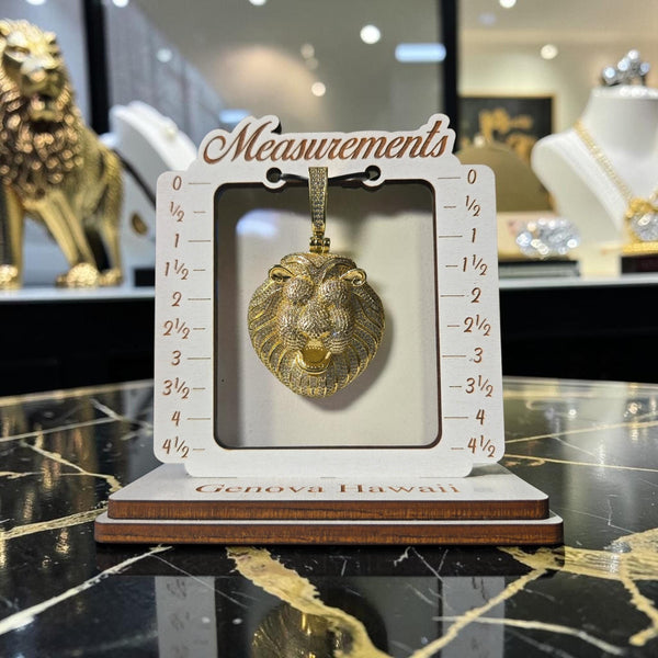 Iced Out Gold Tone Lion Head Pendant – 5A Grade CZ, XL Size (43x70mm)