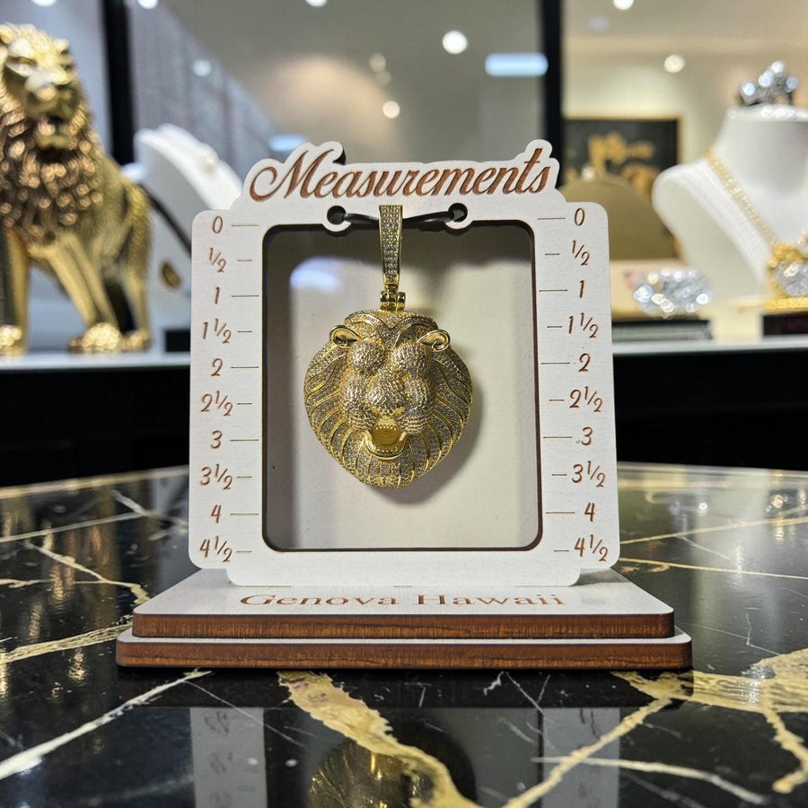 Iced Out Gold Tone Lion Head Pendant – 5A Grade CZ, XL Size (43x70mm)