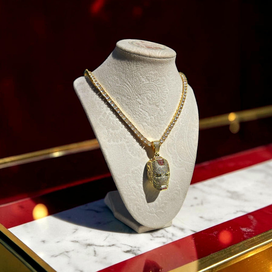 Custom Gold Filled Helmet Necklace – 5A Grade CZ, 20" Tennis Chain