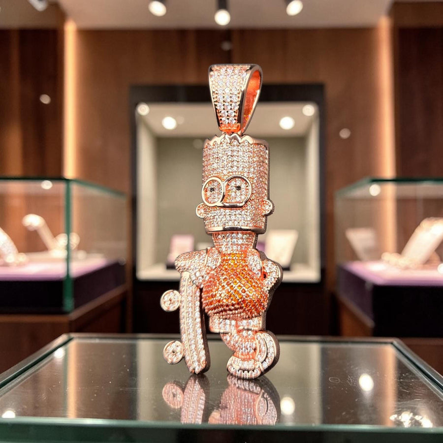 Iced Out Rose Gold Filled  Pendant, 5 A Grade CZ Stones (25x64mm)