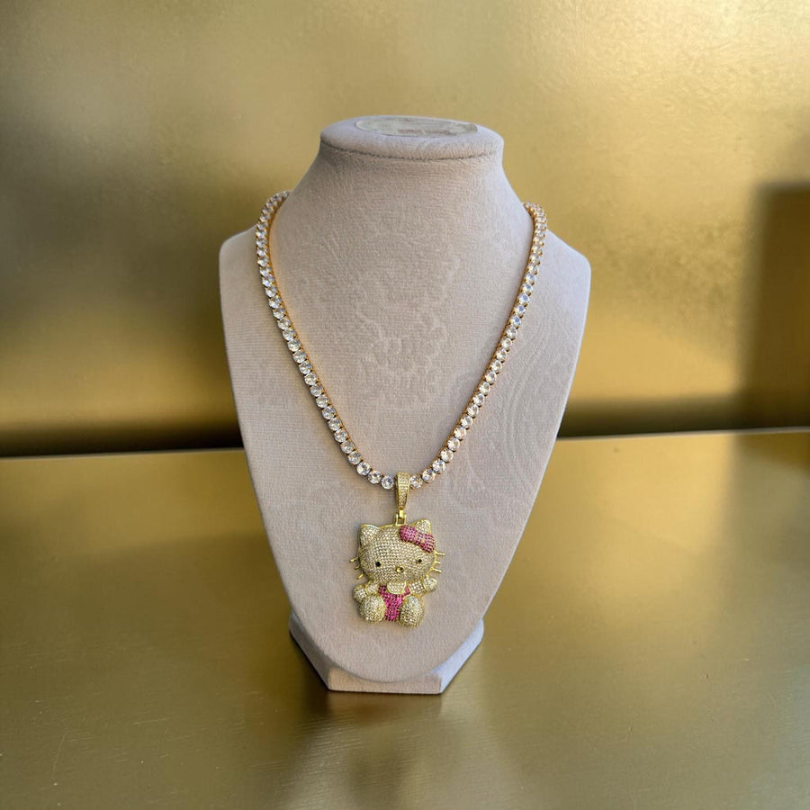Iced Out Gold Filled Tennis Chain with CZ Pendant – 18" Length, 5mm Width