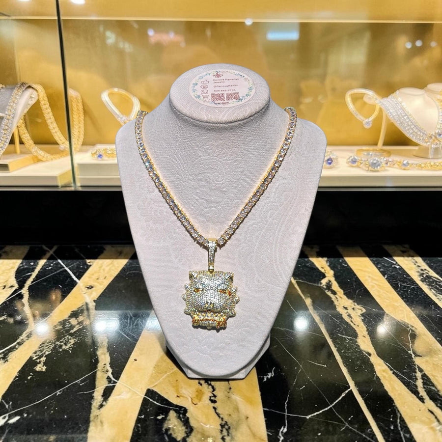 Custom Gold Filled Bulldog Pendant – CZ Encrusted XL Chain (20" Long)