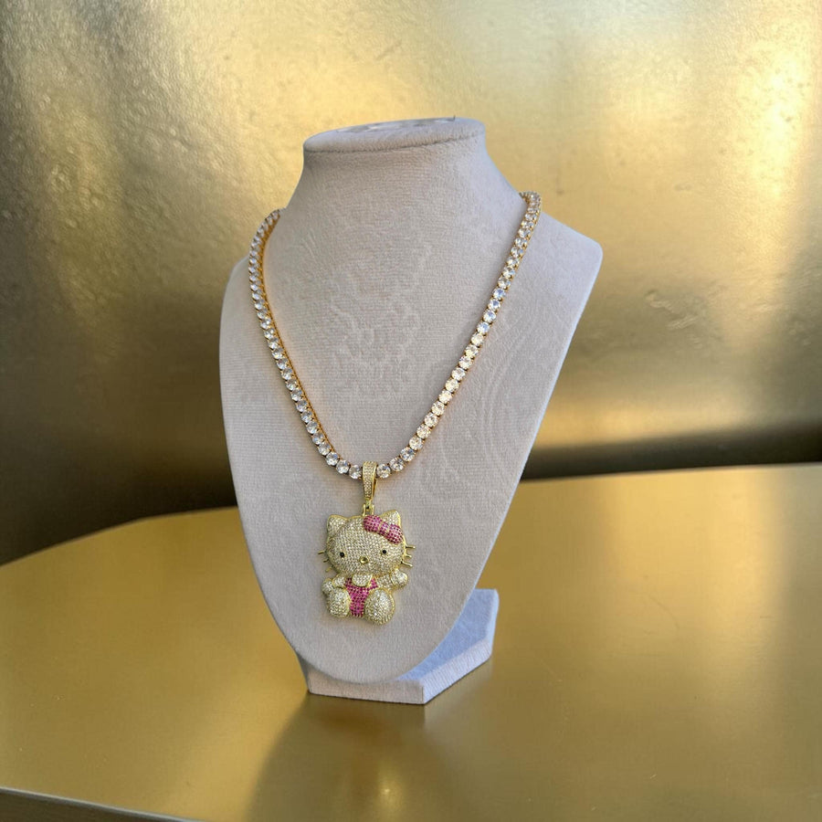Iced Out Gold Filled Tennis Chain with CZ Pendant – 18" Length, 5mm Width